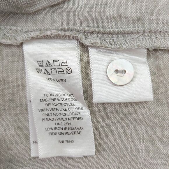 Tahari Mini Dress Womens Medium Gray Linen 3/4 Sleeve Color Block Button Back - Picture 8 of 11